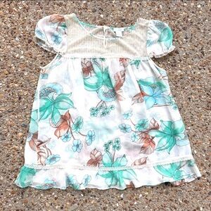 Anthro Odille 100% Silk Floral Lace Blouse Size 2